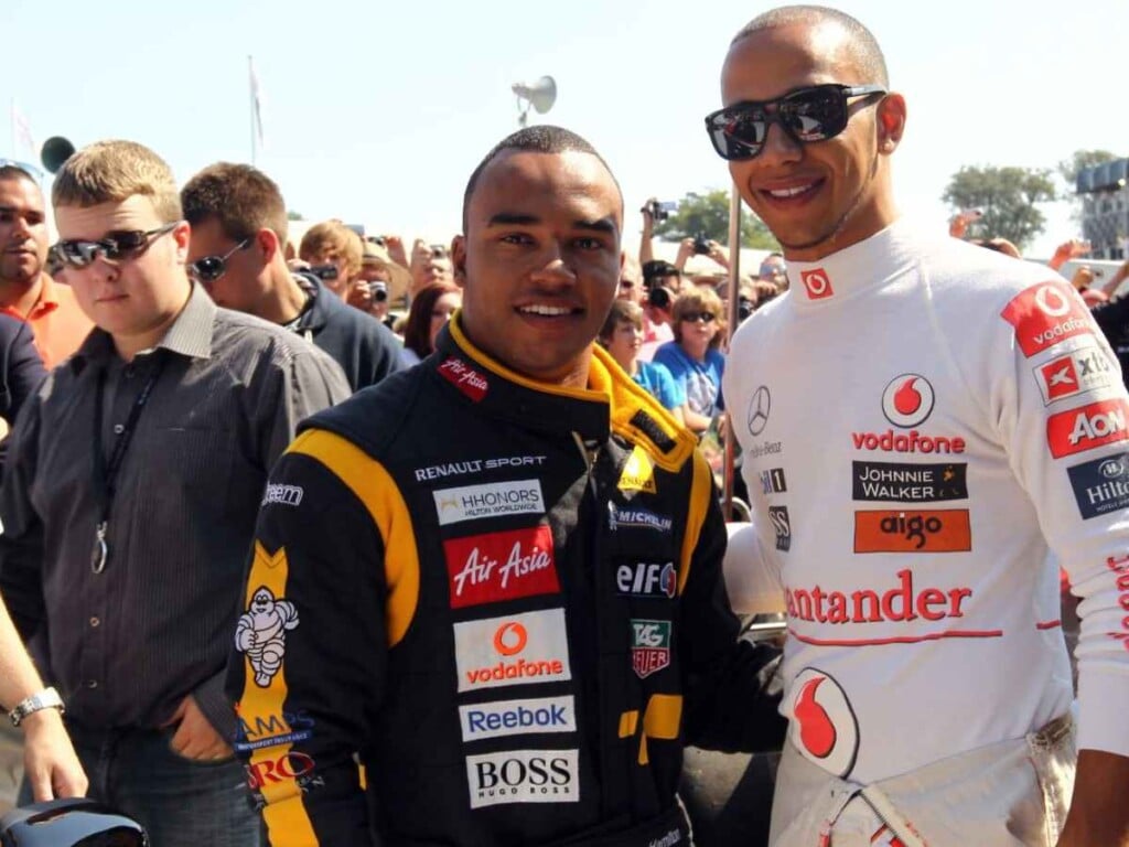 Nicolas (L) and Lewis Hamilton (R)