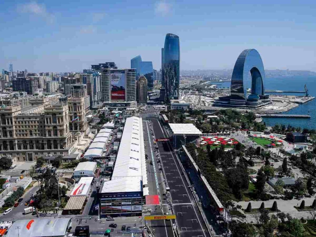 Pictured: The Baku City Circuit, hosting the F1 Azerbaijan GP 2023