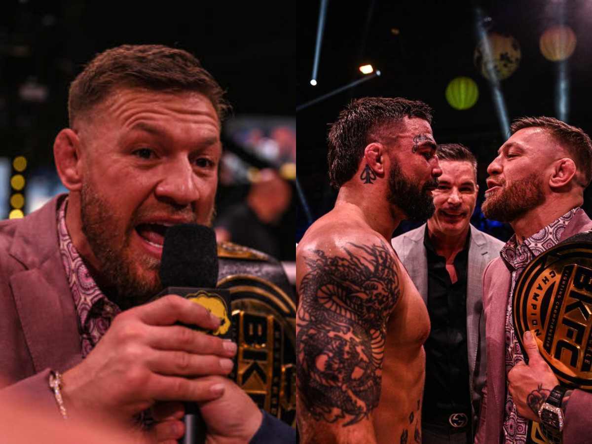 “Dana White must love this” – Twitter goes into complete mayhem as Conor McGregor faces off with Mike Perry at BKFC event