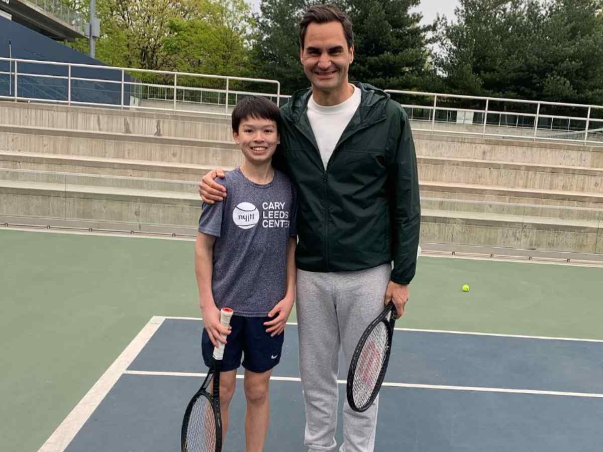 Roger Federer hits the tennis court once again coaching kids ahead of 2023 MET GALA duties