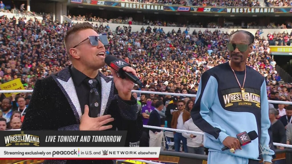 Snoop dog and miz at Wrestlemania 39 