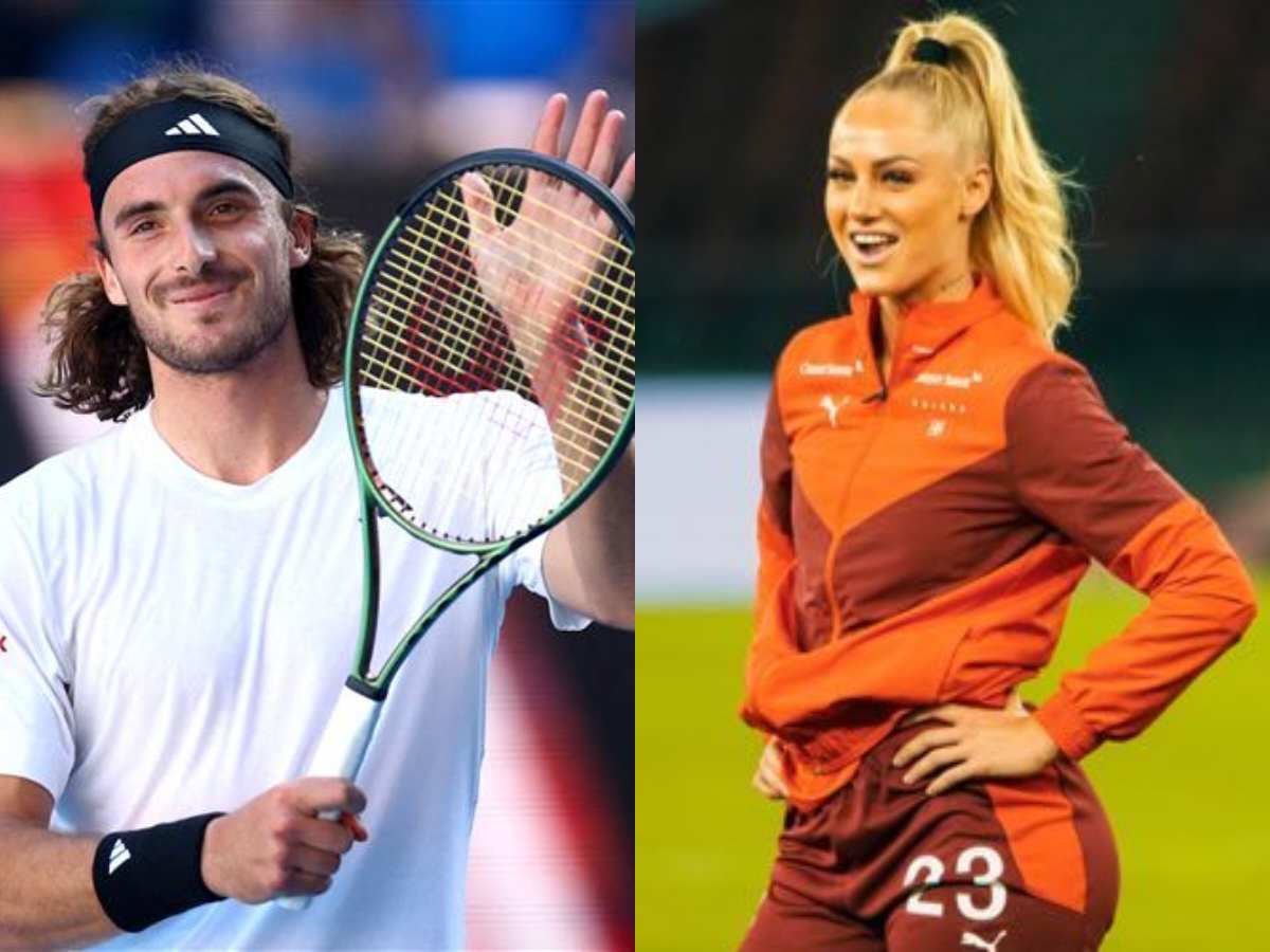 Stefanos Tsitsipas receives a special gift from Swiss football star Alisha Lehmann