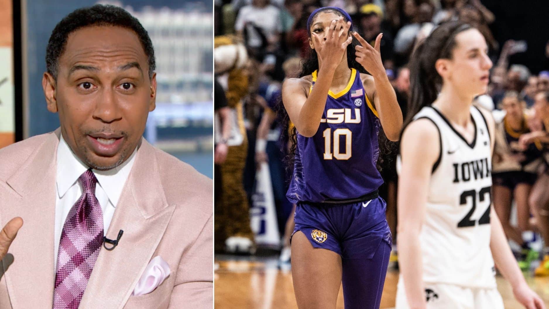 “There’s a white-black issue here” – Stephen A. Smith brands Angel Reese’s critics RACISTS, claims Caitlin Clark was given pass for similar taunting