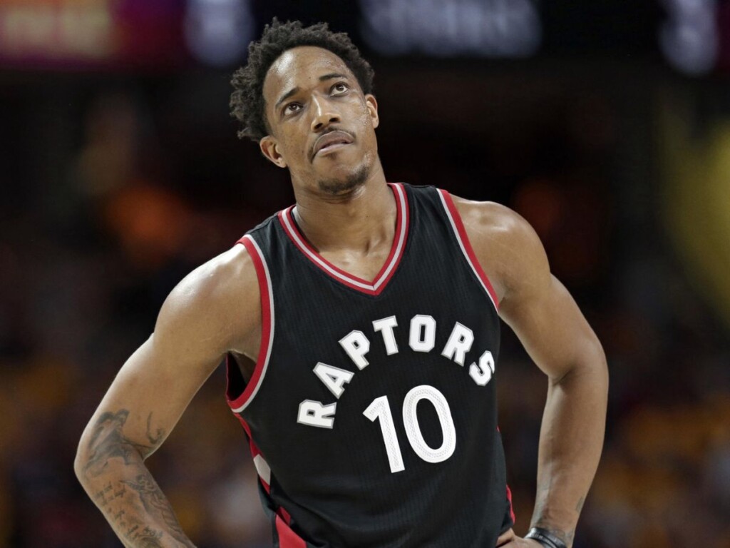 DeMar DeRozan for the Toronto Raptors (Image via Tony Dejak/Associated Press)