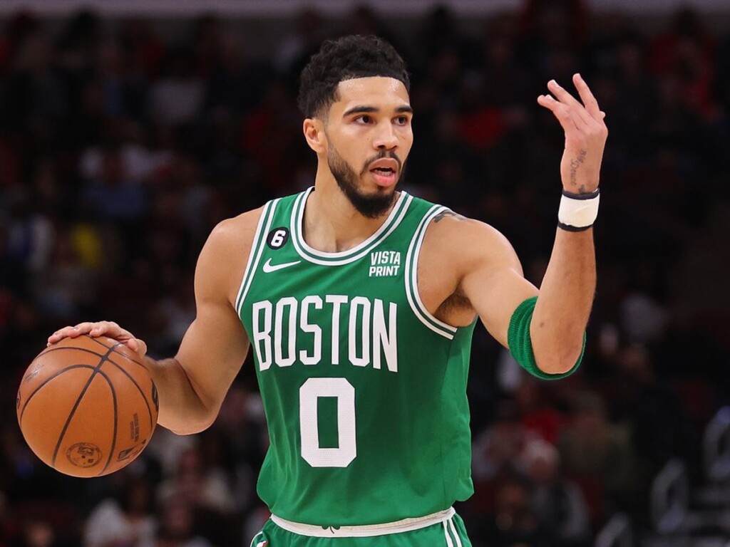 Boston Celtics' Jayson Tatum #0 (Via Michael Reaves/Getty Images)