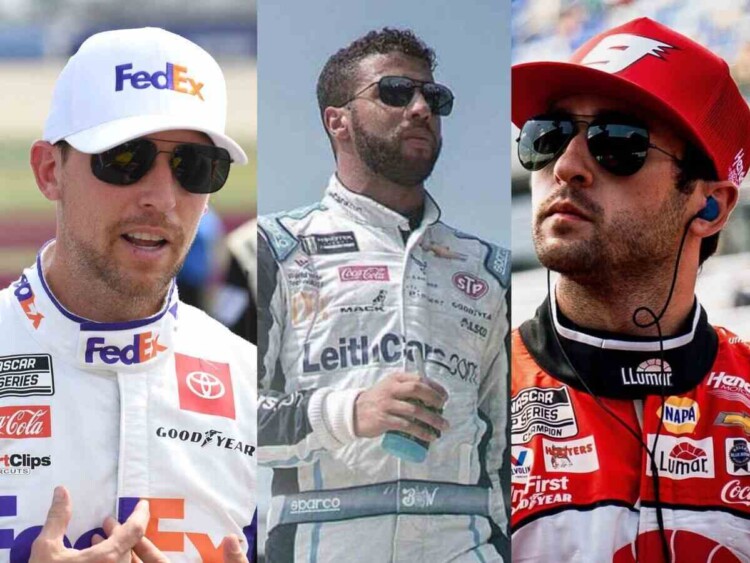 Denny Hamlin, Bubba Wallace and Chase Elliott