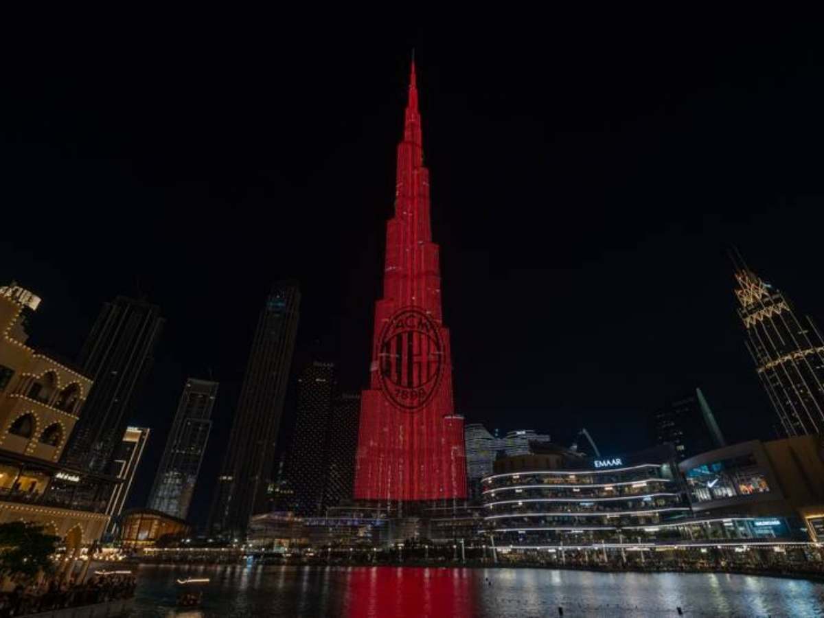 AC Milan’s logo lights up Burj Khalifa ahead of The Champions League semifinal against Inter Milan