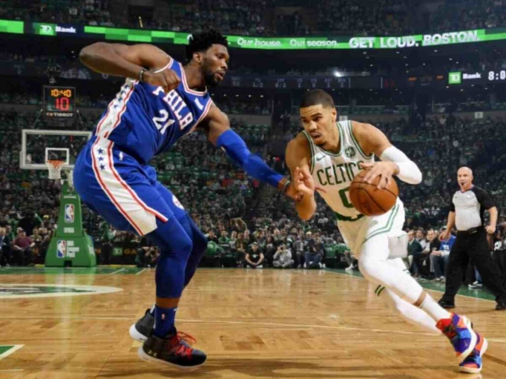 Joel Embiid and Jayson Tatum (Credits: theathletic.com)