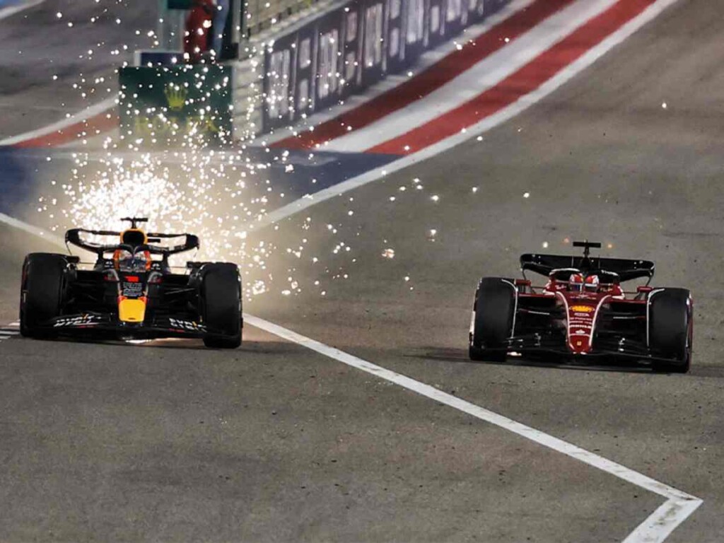 Max Verstappen overtaking Charles Leclerc