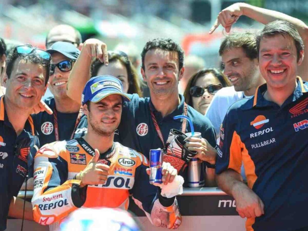 Dani Pedrosa with his Red Bull team