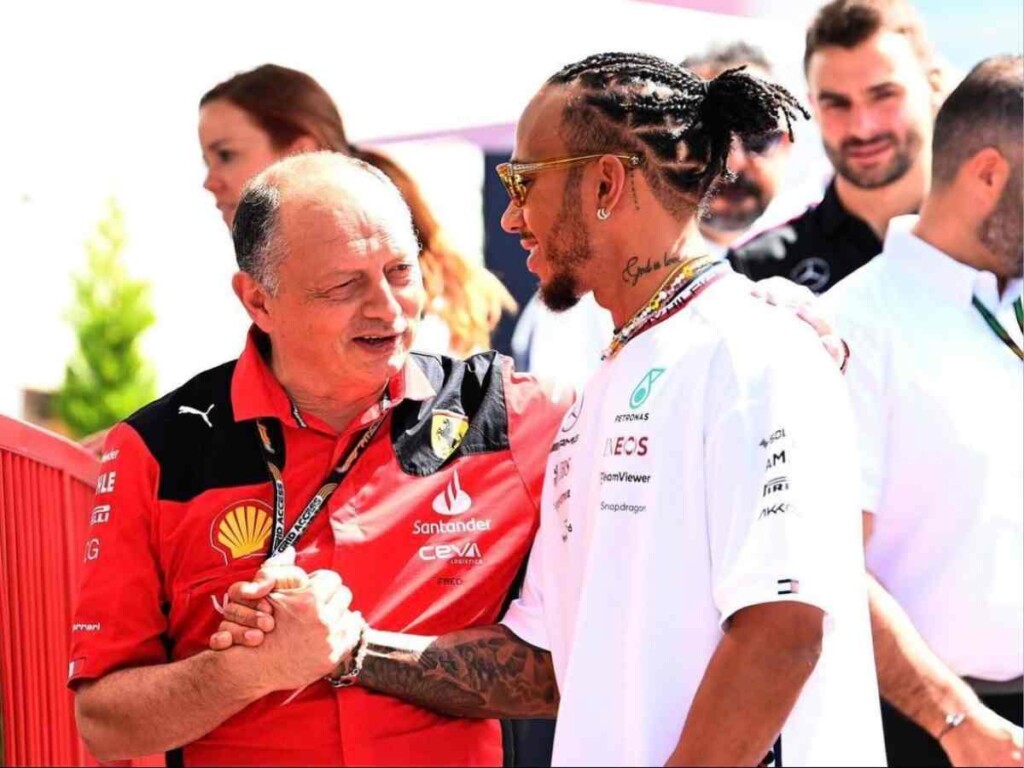 Fred Vasseur and Lewis Hamilton, image via Twitter