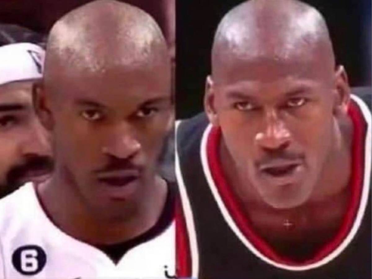 Bald Jimmy Butler CLONING Michael Jordan stuns NBA fans, “looks just like his daddy”