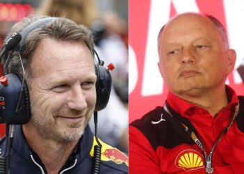 Christian Horner (Left, image via: Planet F1) and Fred Vasseur (right, image via: The Mirror)
