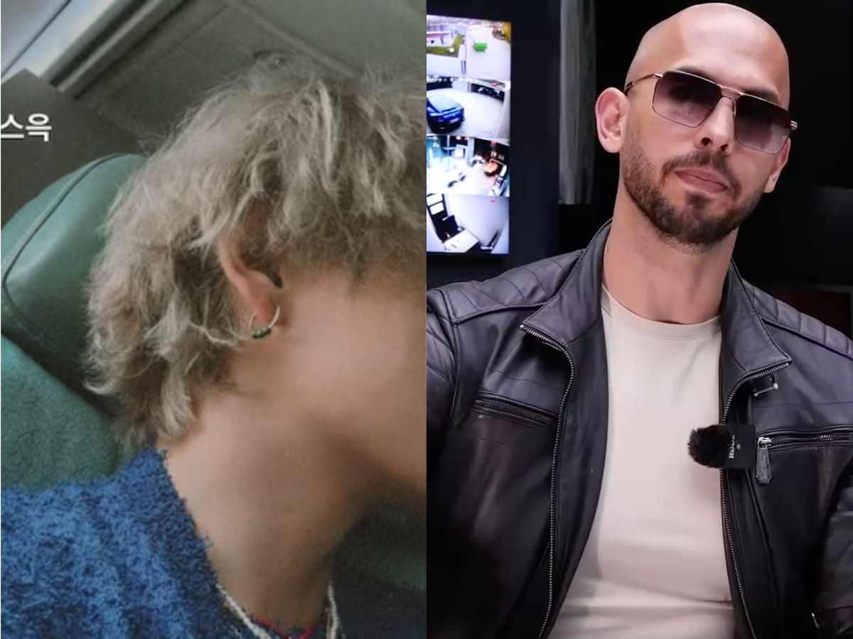 Controversial kickboxer Andrew Tate confuses fan as he weirdly celebrates BTS’ Taehyung debuting blonde hair