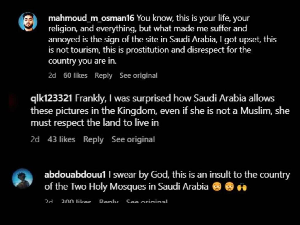 “Pathetic; This is not tourism”- Fans slam Cristiano Ronaldo’s partner Georgina Rodriguez for breaking Saudi law after posting in a bikini 3 Instagram comments on Georginas post 1