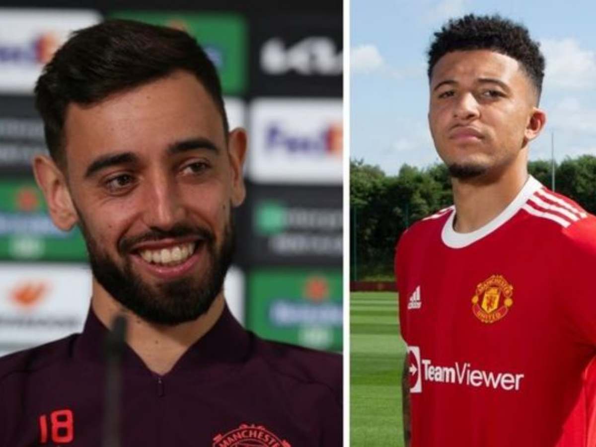 WATCH: Jadon Sancho commands Bruno Fernandes to ‘stop moaning’ during Manchester United PL clash against Aston Villa