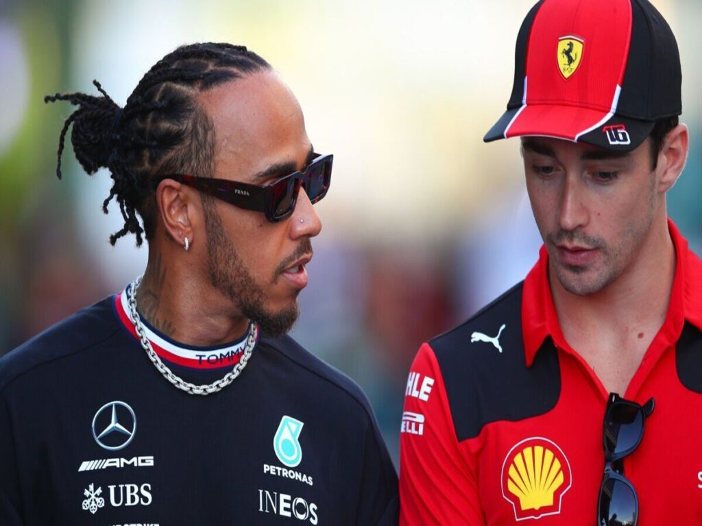 Lewis Hamilton and Charles Leclerc via Daily Express