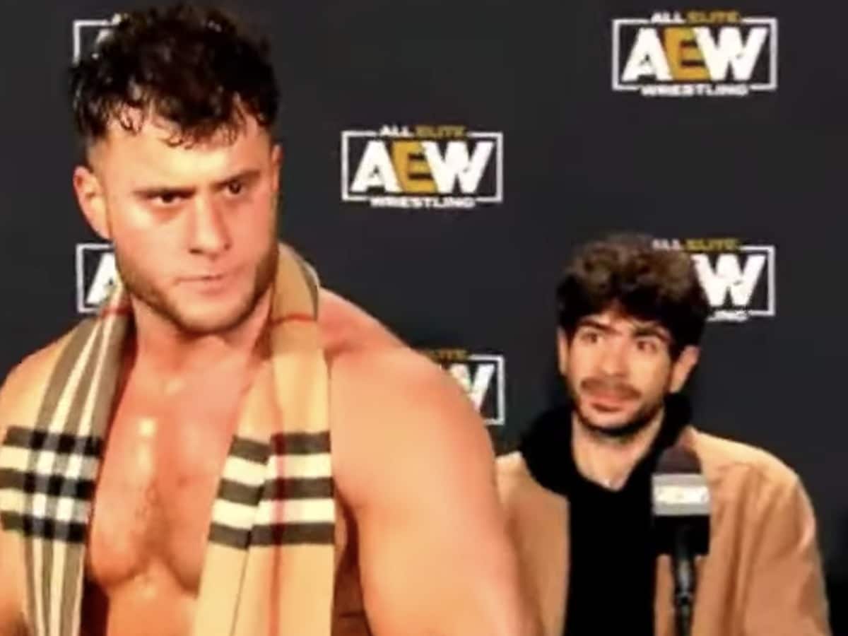 “He’s about to have a heart attack”- Wrestling Twitter concerned as Tony Khan’s face sank when MJF mentioned WWE and Triple H during an AEW press conference 