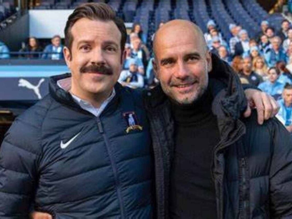 Manchester City manager Pep Guardiola talks about his appearance in Ted Lasso