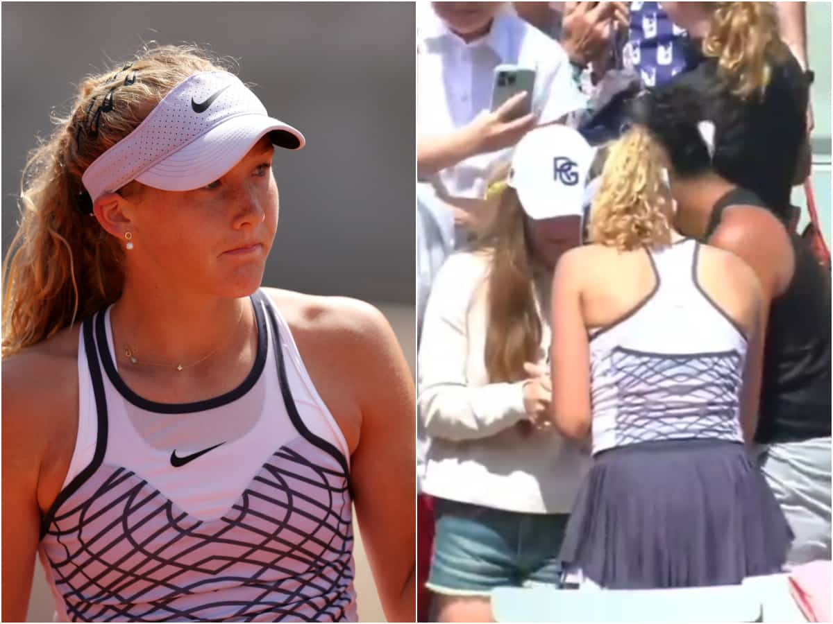 WATCH: Mirra Andreeva gifts young fan a souvenir in a packed stadium following her maiden French Open main-draw win against Alison Riske