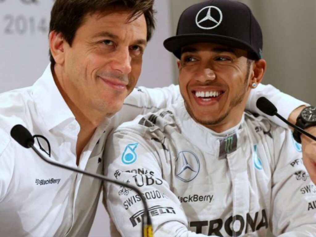 Toto Wolff & Lewis Hamilton. Image via Mercedes.