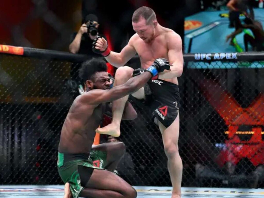 Petr Yan Illegal knee to UFC Champ Aljamain Sterling 