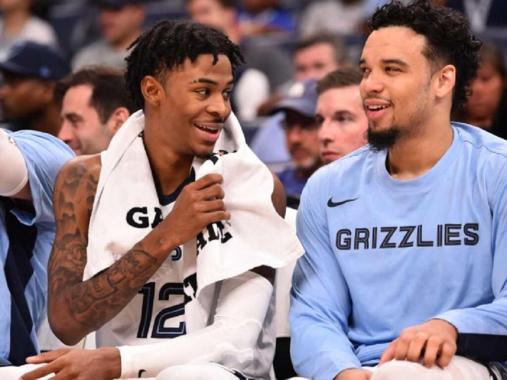 JA Morant and Dillon Brooks on the Grizzlies Bench.