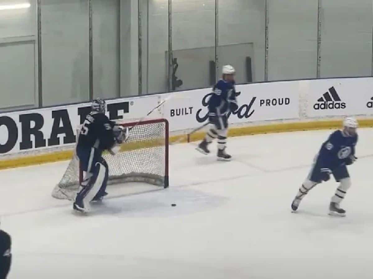 WATCH: Toronto Maple Leafs goaltender gets visibly agitated in practice ahead of Game 3 against Florida Panthers