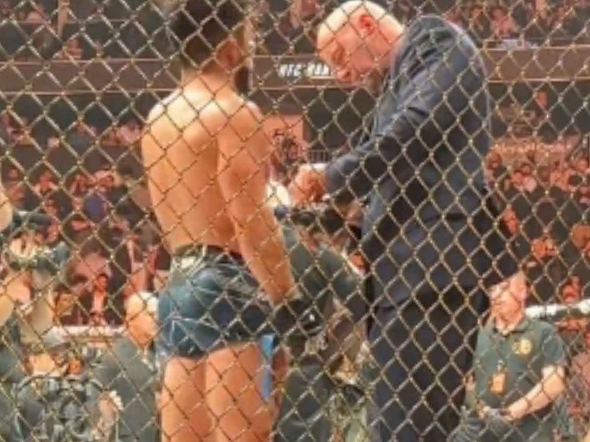 WATCH: Dana White helps disheartened Henry Cejudo remove gloves after tough loss to Aljamain Sterling at UFC 288