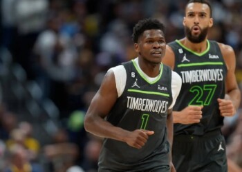 Anthony Edwards and Rudy Gobert for the Timberwolves. (via Twitter)