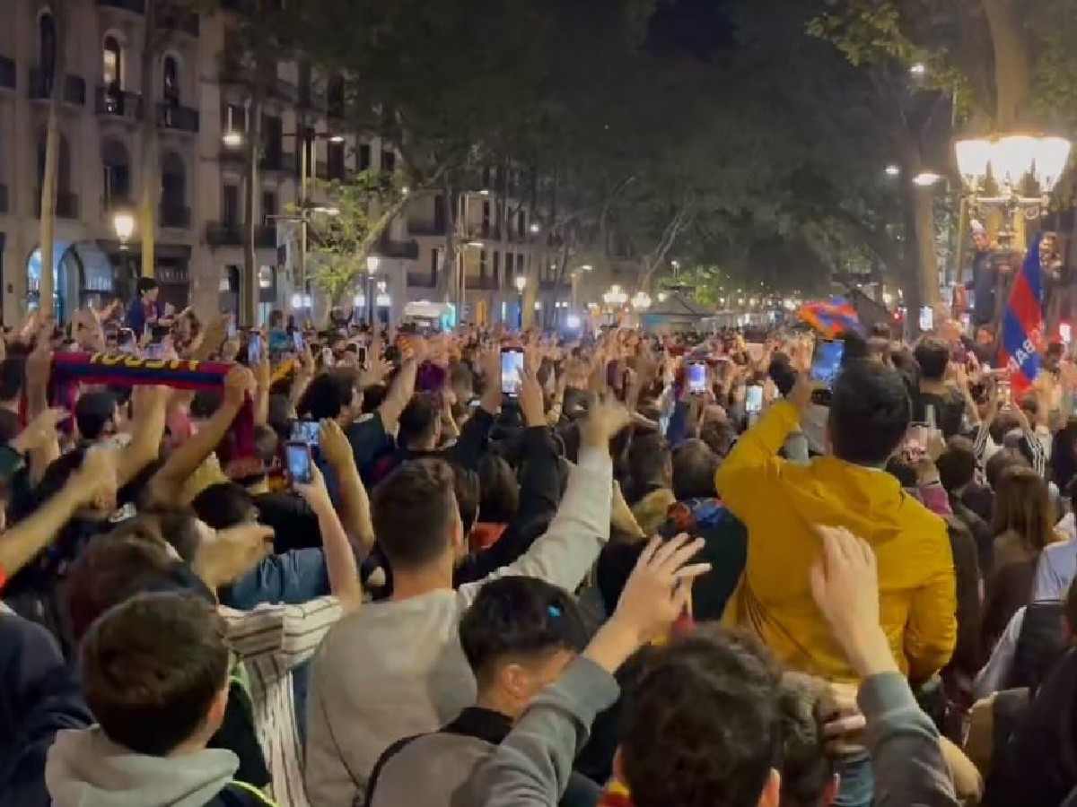 WATCH: Fans crowd Barcelona’s streets after club wins La Liga, chants Lionel Messi’s name