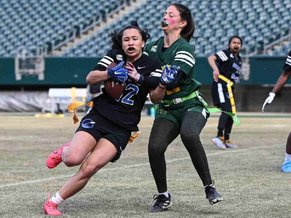 Eagles looking to start a football revolution by making sports bras a part of the complete equipment kit for their girls flag football league 1 Girls Flag Football