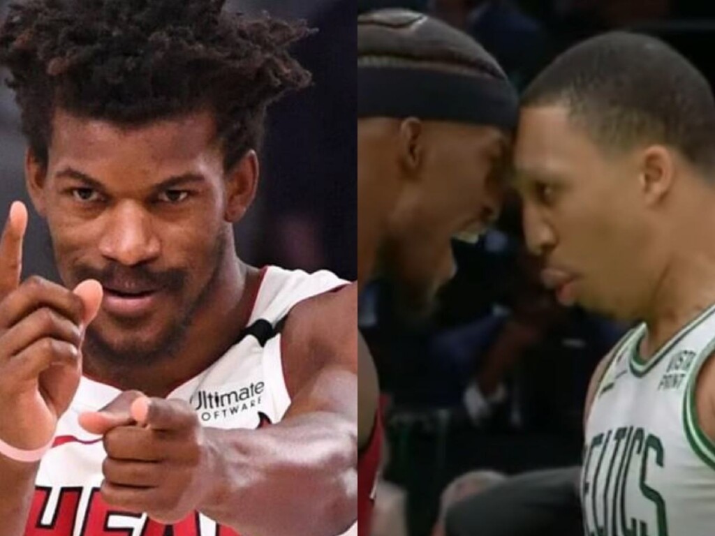 Jimmy Butler and Grant Williams faced off in a HEATED exchange in Game 2.