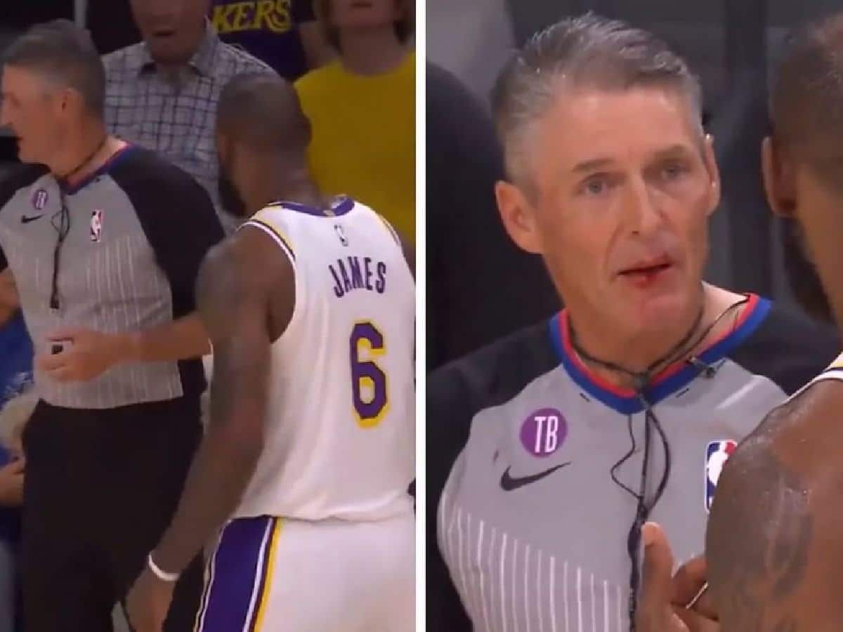 LeBron James leaves NBA referee Scott Foster with a bloodied lip after  nasty collision