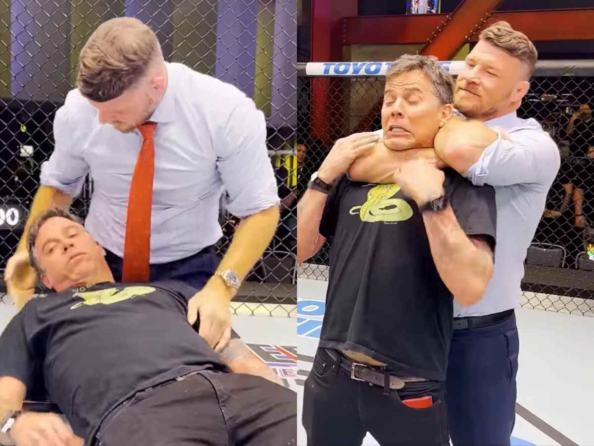 WATCH: Michael Bisping chokes out Steve-O inside octagon and leaves comedian unconscious