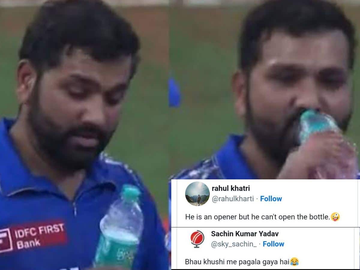 WATCH: Rohit Sharma hogs limelight with another brain fade moment, forgets to open bottle cap before drinking