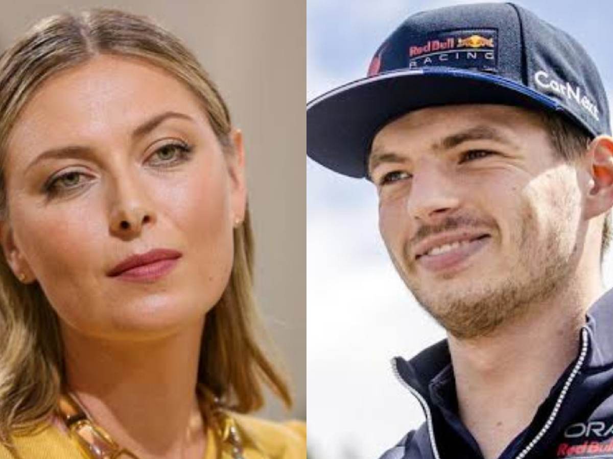 Maria Sharapova, towering at 6’2″ with a net worth of $285 Million, presents Monaco pole trophy to Max Verstappen with 5 times less worth