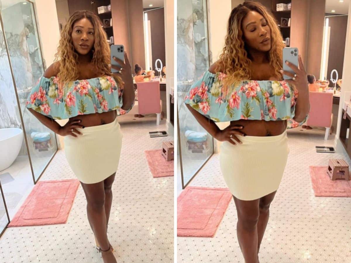 Pregnant Serena Williams shares an impact message on social media while donning a ravishing white skirt and sexy crop top