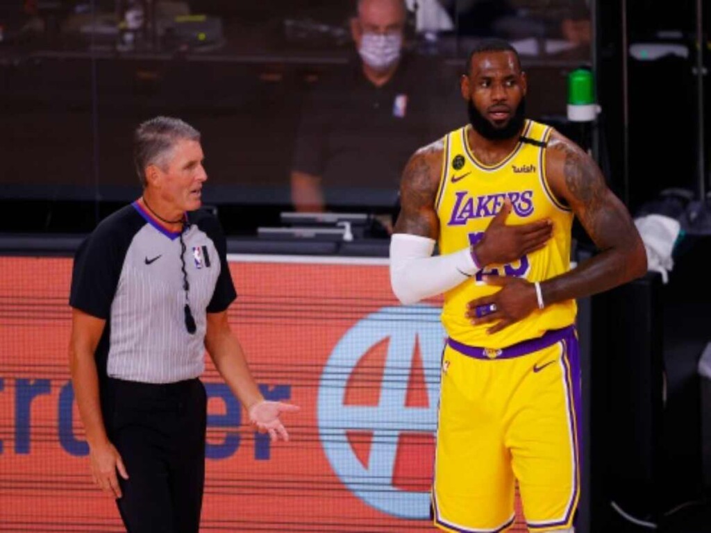 LeBron James and Scott Foster (Credits: The Denver Post)