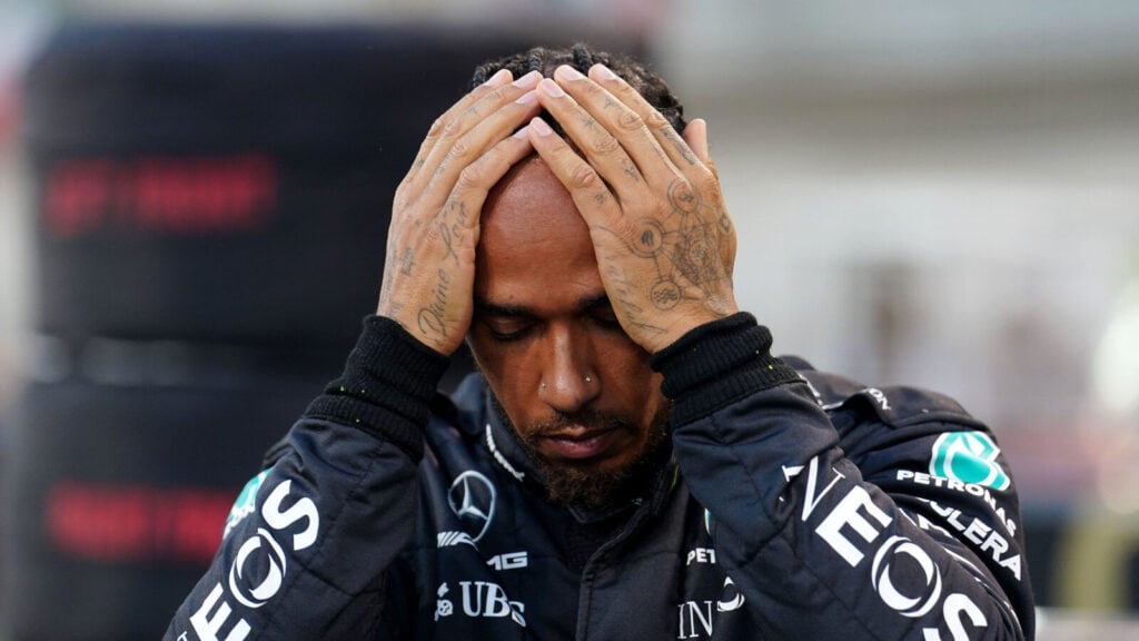 Mercedes' Lewis Hamilton on the grid before the Bahrain Grand Prix at the Bahrain International Circuit, Sakhir. Picture date: Sunday March 5, 2023.