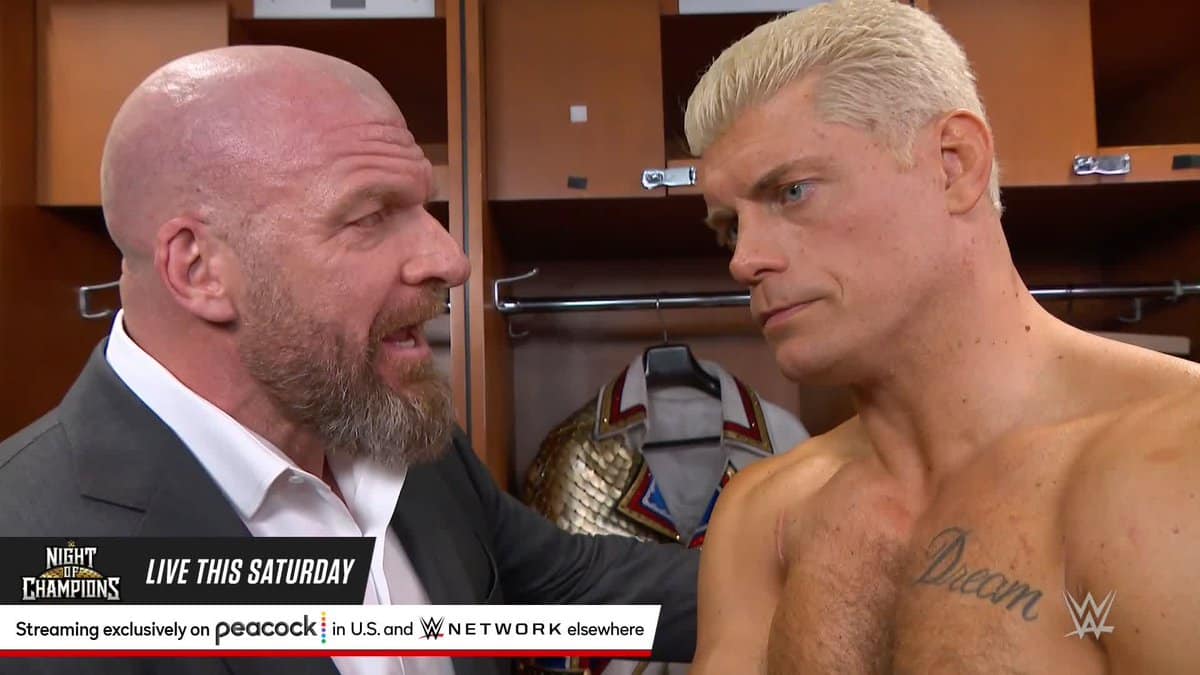 WATCH: Triple H pleads Cody Rhodes to forfeit his match against Brock Lesnar at Night of Champions