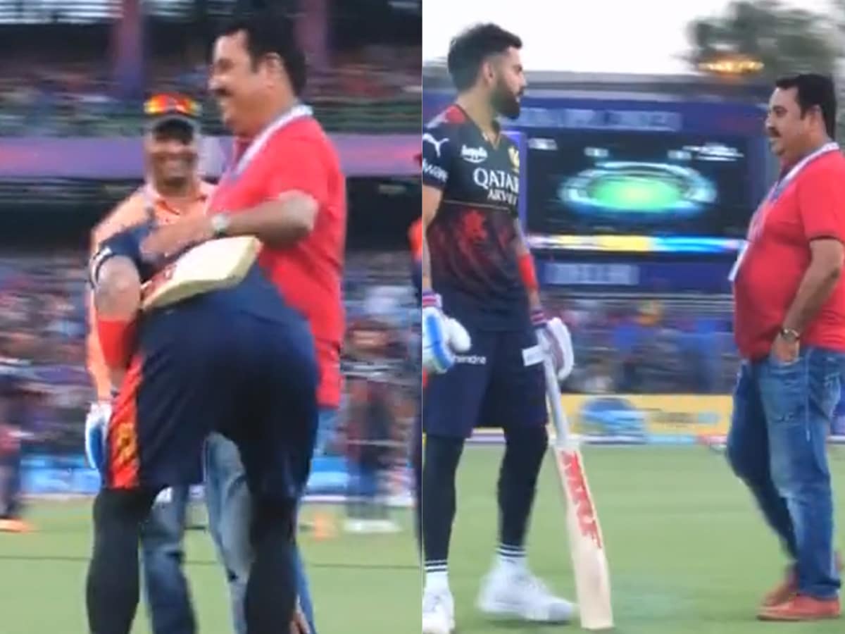 WATCH: Virat Kohli touches his childhood coach’s feet ahead of DC vs RCB match, fans react