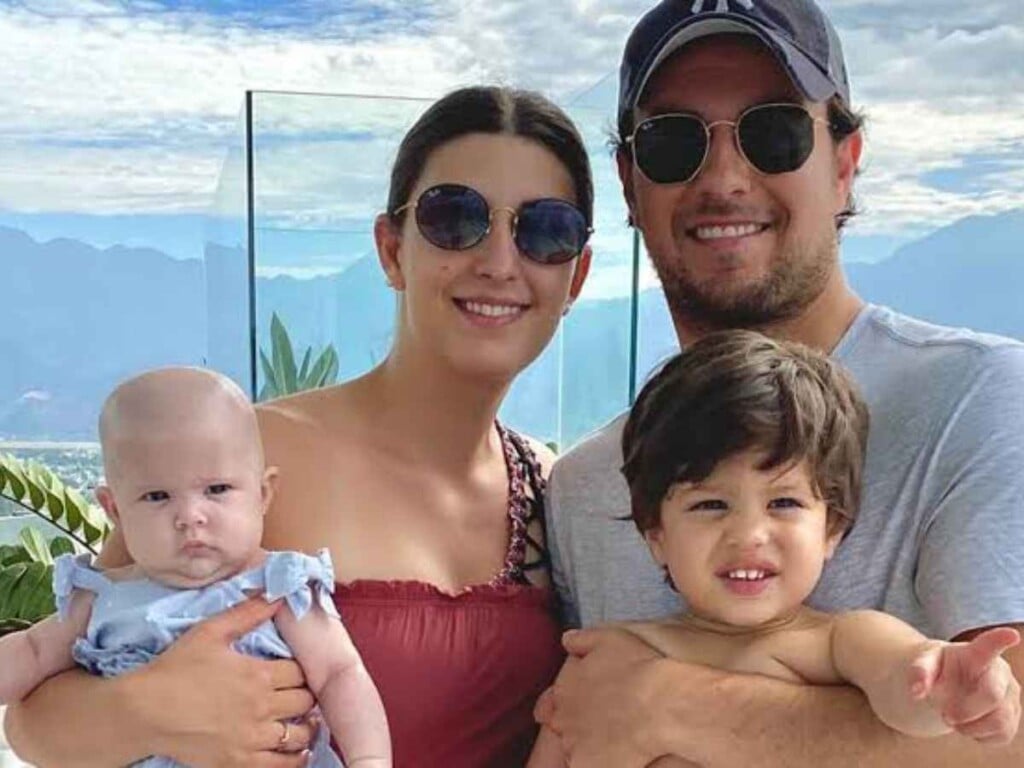 Sergio Perez with wife Carola and kids