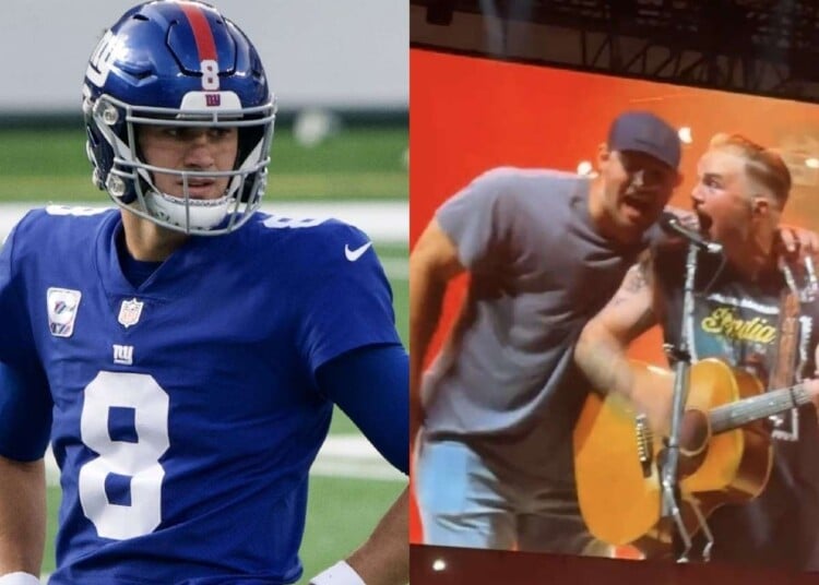 WATCH "Go birds!" Zach Bryan mercilessly ROASTS Daniel Jones onstage