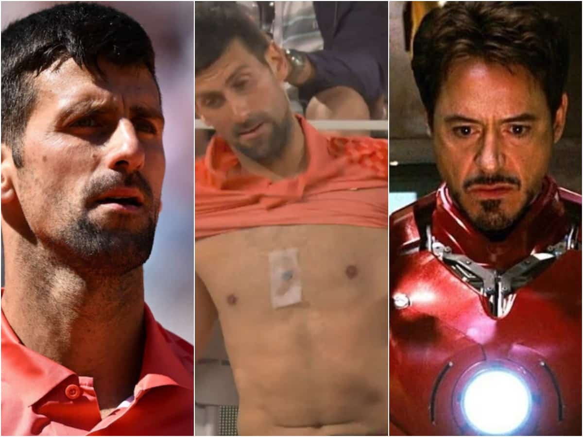 WATCH: Novak Djokovic’s ‘Iron Man’ like strip on chest leaves everyone guessing at French Open