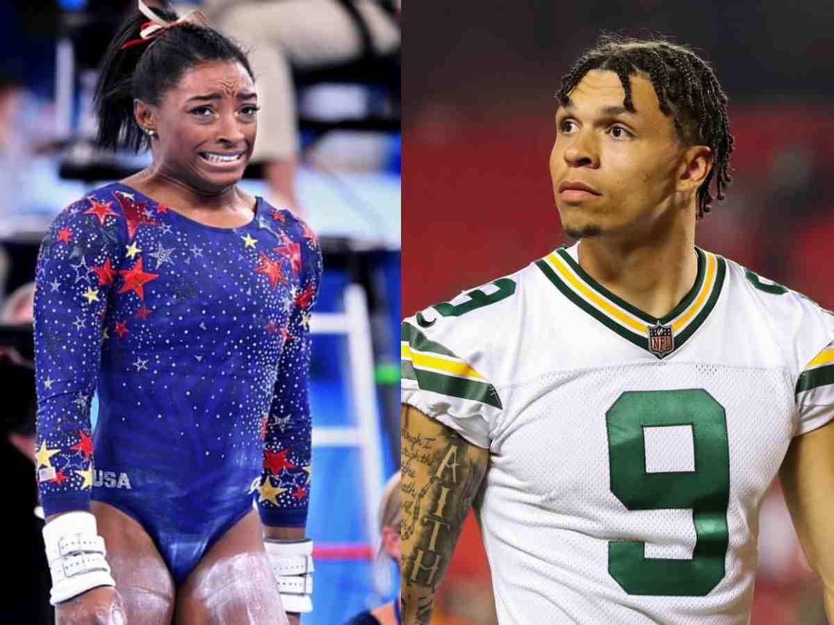 “Gymnasts are sneaky fast!” 4-time Olympic gold medalist Simone Biles ‘nearly embarrasses’ Packers WR Christian Watson in a race