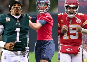 Jalen Hurts, C.J. Stroud and Patrick Mahomes Texans