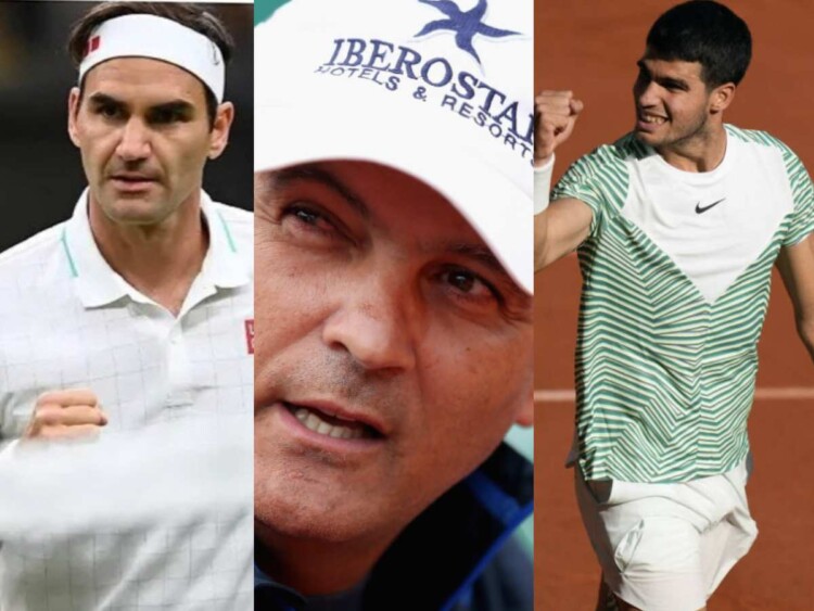Roger Federer, Toni Nadal and Carlos Alcaraz