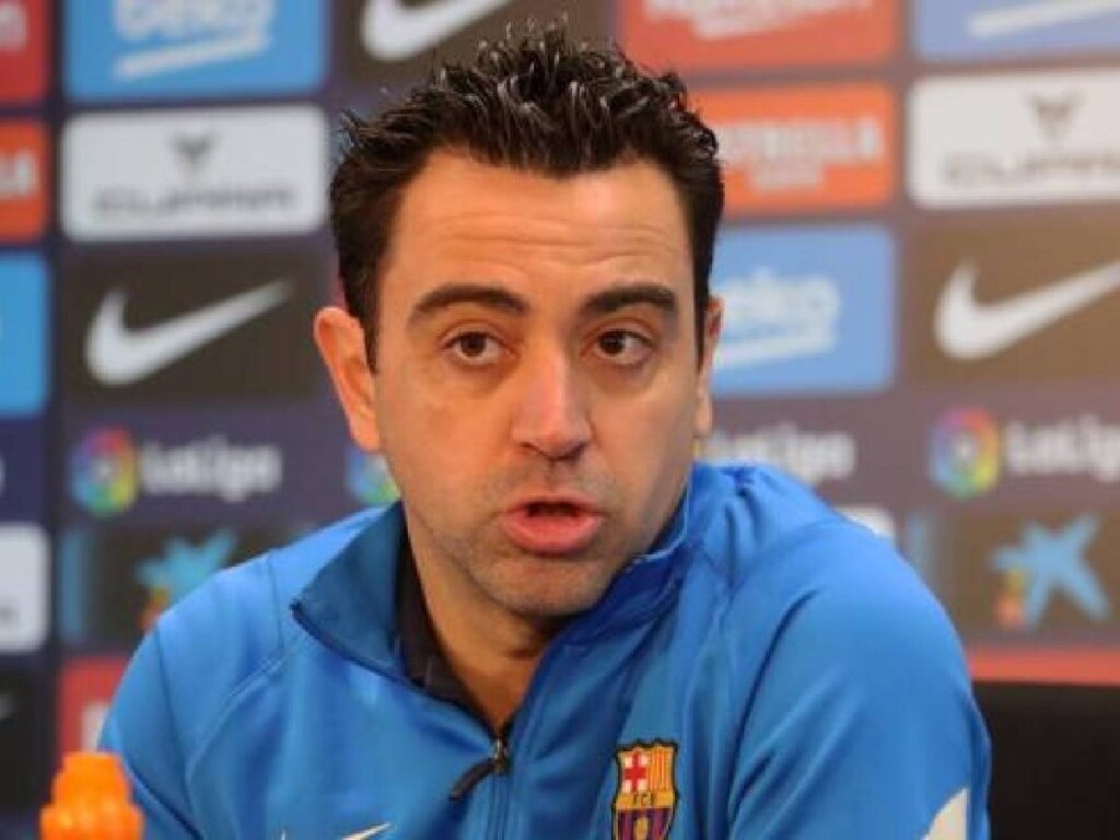 Xavi in a press conference.