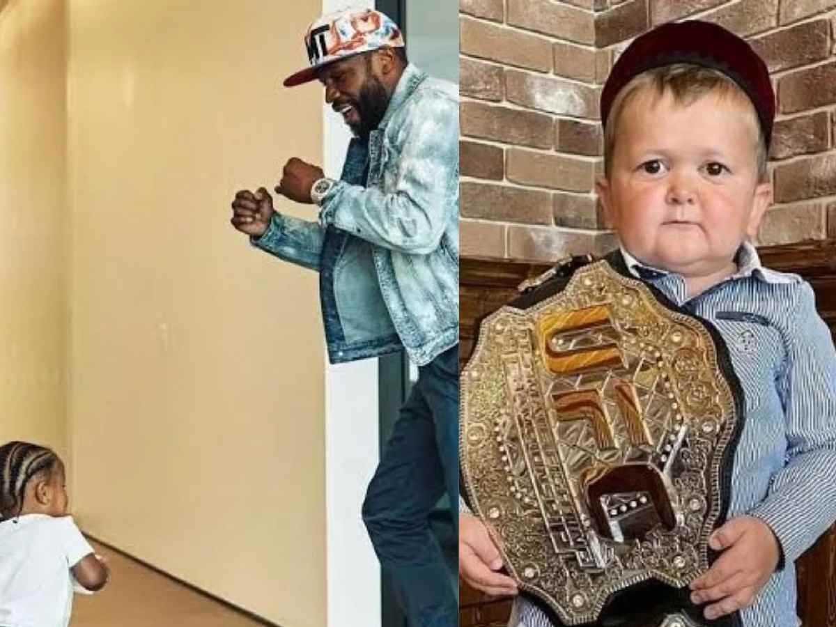 “First fight gon be Hasbulla” – Fans shocked after witnessing Floyd Mayweather’s two-year-old grandson’s flawless shadow boxing